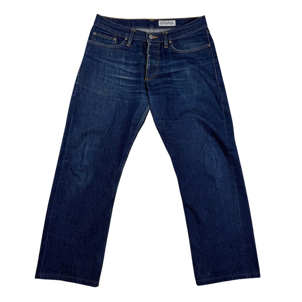 Gustin Mens Straight Fit Raw Selvedge Denim Jeans Blue Made in USA 34 x 26 (33)